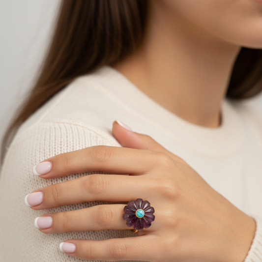 Bague Amara améthyste turquoise