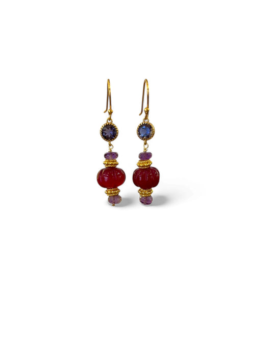 Boucles d'oreilles Jay quartz framboise améthyste