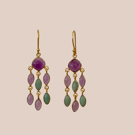Boucles d'oreilles Fly améthyste et amazonite