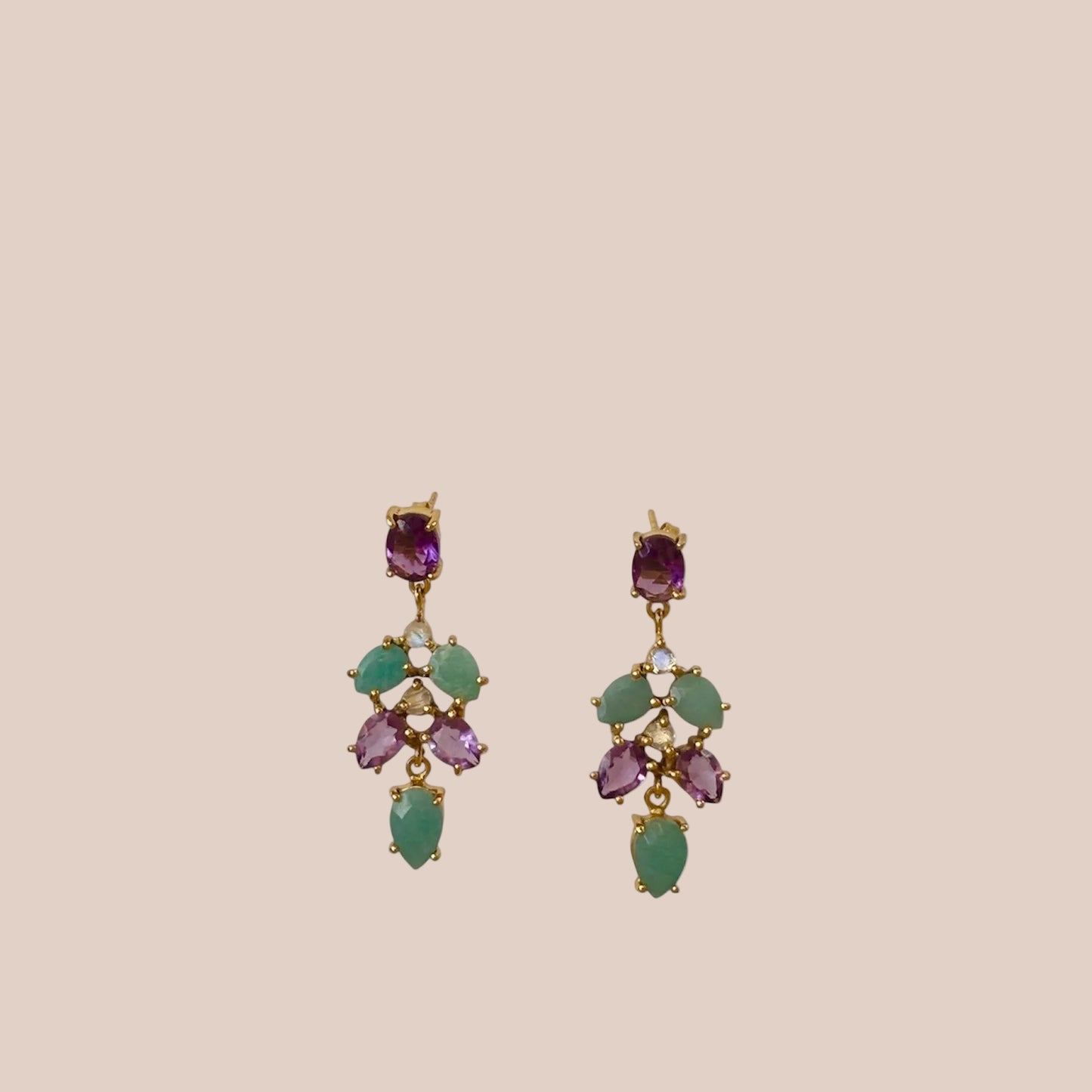 Boucles d'oreilles Sati améthyste et amazonite
