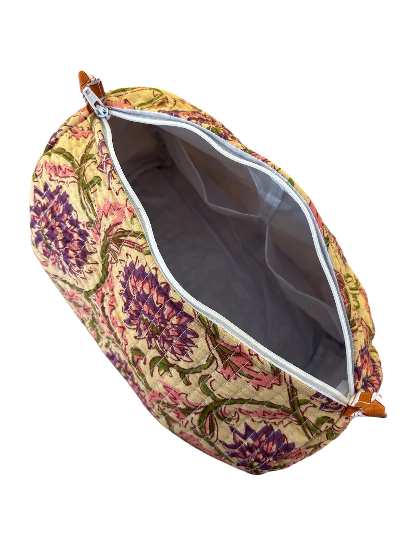 Trousse de Toilette Joséphine- trio Liane en coton matelassé imprimé main