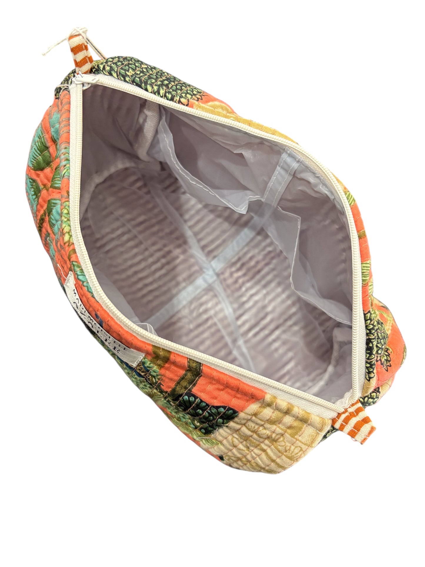 Trousse de Toilette Joséphine- trio Peacock en coton matelassé imprimé indien