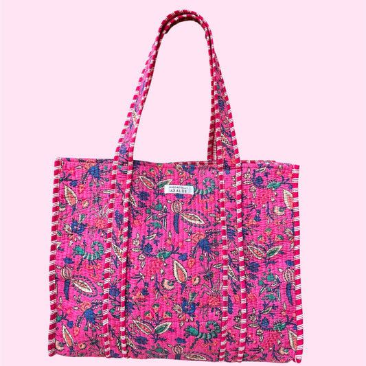 Sac cabas Garance  Jaipur Carmin en coton imprimé indien