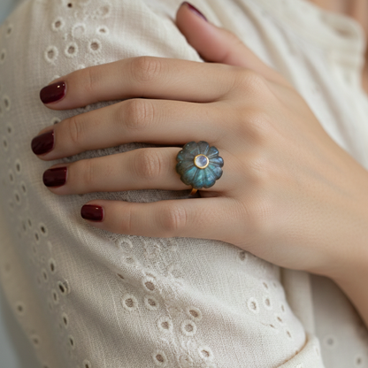 Bague Amara labradorite  pierre de lune