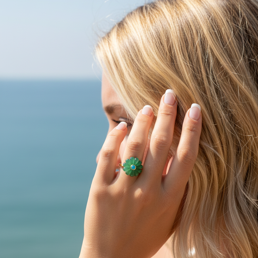 Amara bague onyx vert turquoise