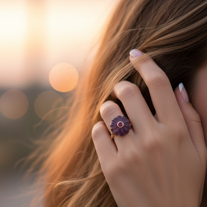 Bague Amara améthyste rubis