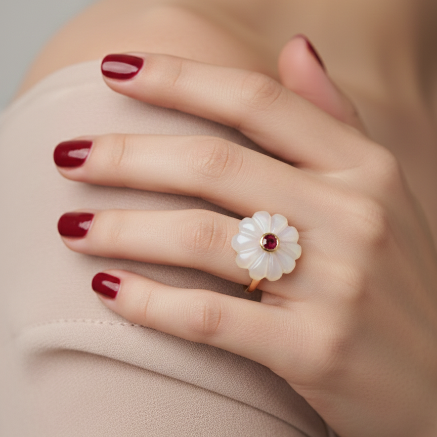 Bague Amara nacre rubis