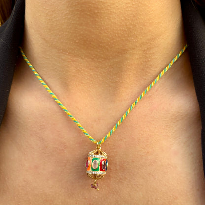 Collier Holi vert et jaune