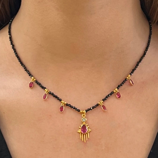 Collier Birdy onyx noir