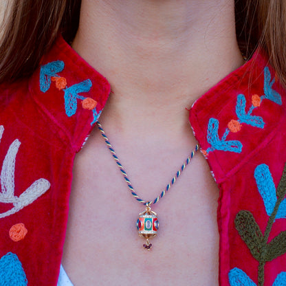 Collier Holi bleu et rose