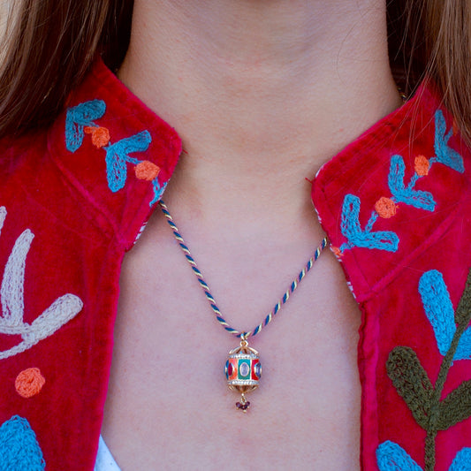 Collier Holi bleu et rose