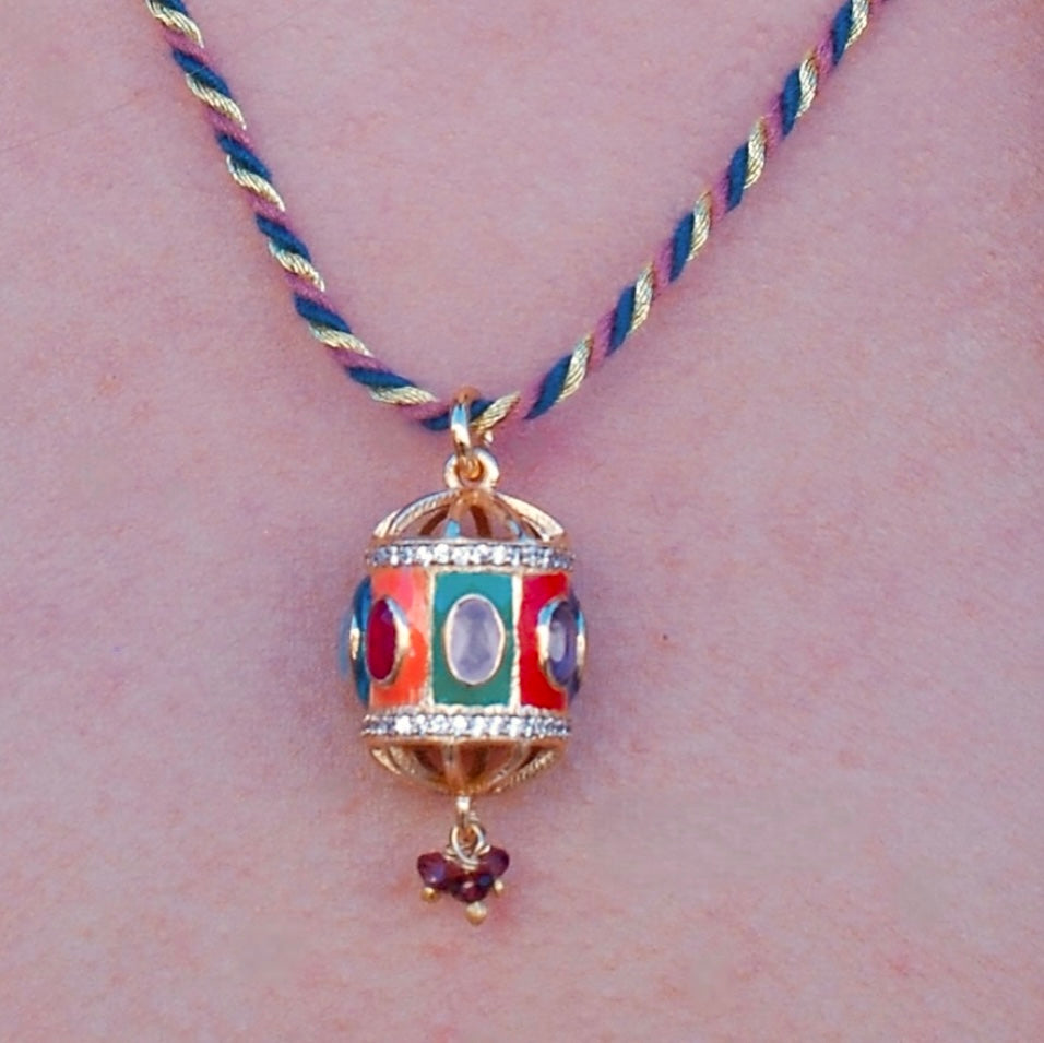 Collier Holi bleu et rose