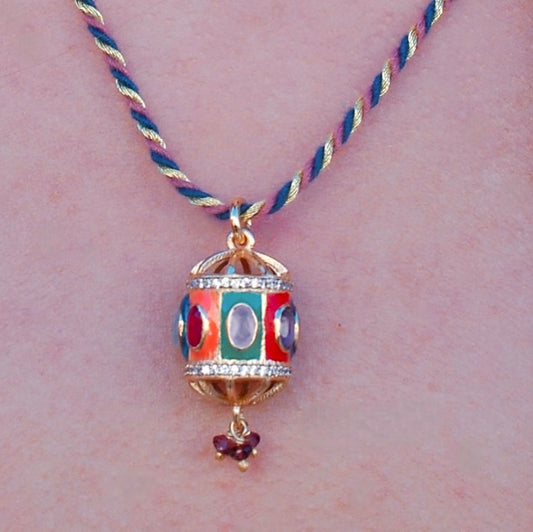 Collier Holi bleu et rose