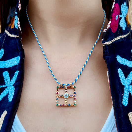 Collier Pondi topaze bleue