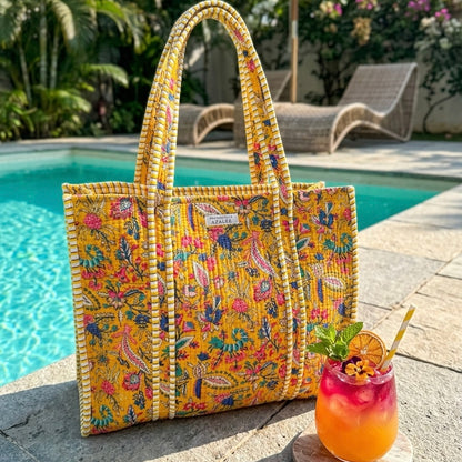 Sac cabas Garance Jaipur Soleil en coton imprimé indien