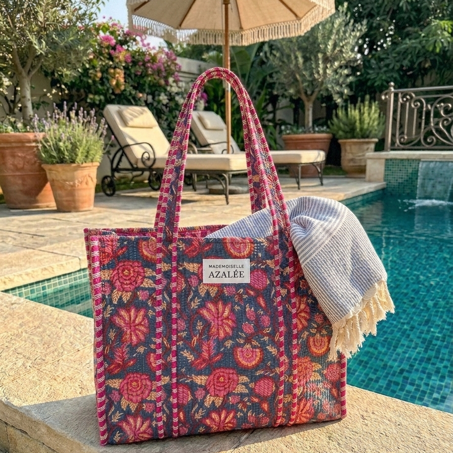 Sac cabas Garance Belladone en coton imprimé indien