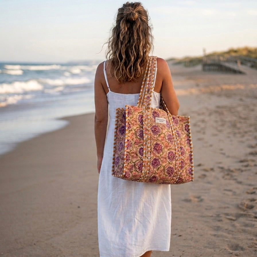 Sac cabas Garance Liane en coton imprimé indien.