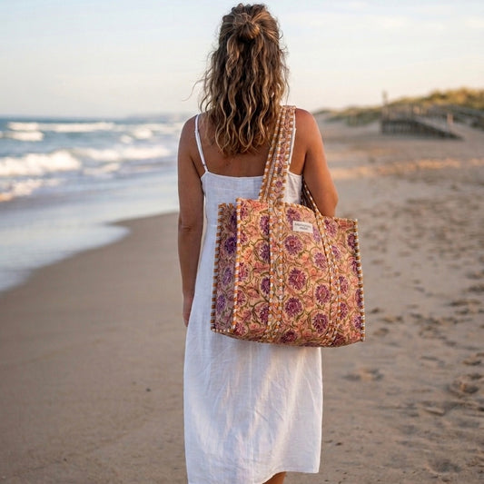 Sac cabas Garance Liane en coton imprimé indien.