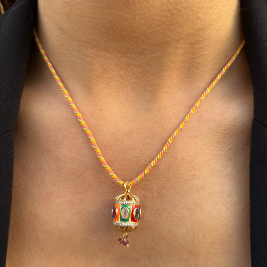 Collier Holi orange et jaune