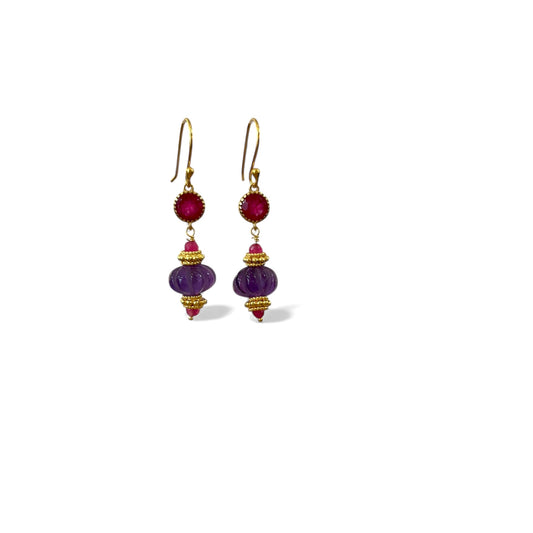 Boucles d'oreilles Jay améthyste quartz framboise