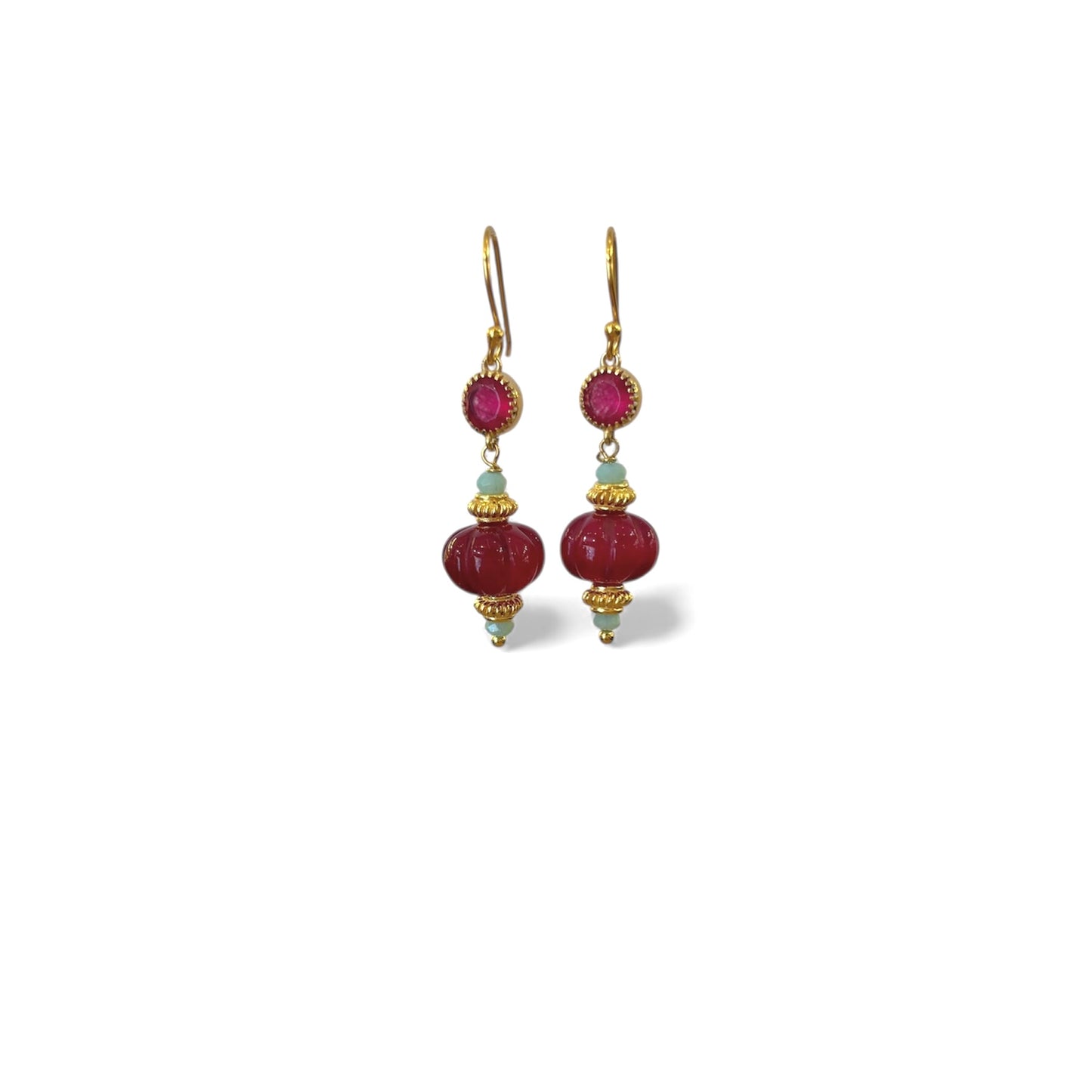 Boucles d'oreilles Jay quartz framboise amazonite