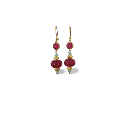 Boucles d'oreilles Jay quartz framboise amazonite