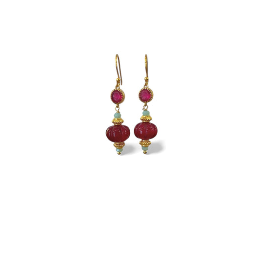 Boucles d'oreilles Jay quartz framboise amazonite