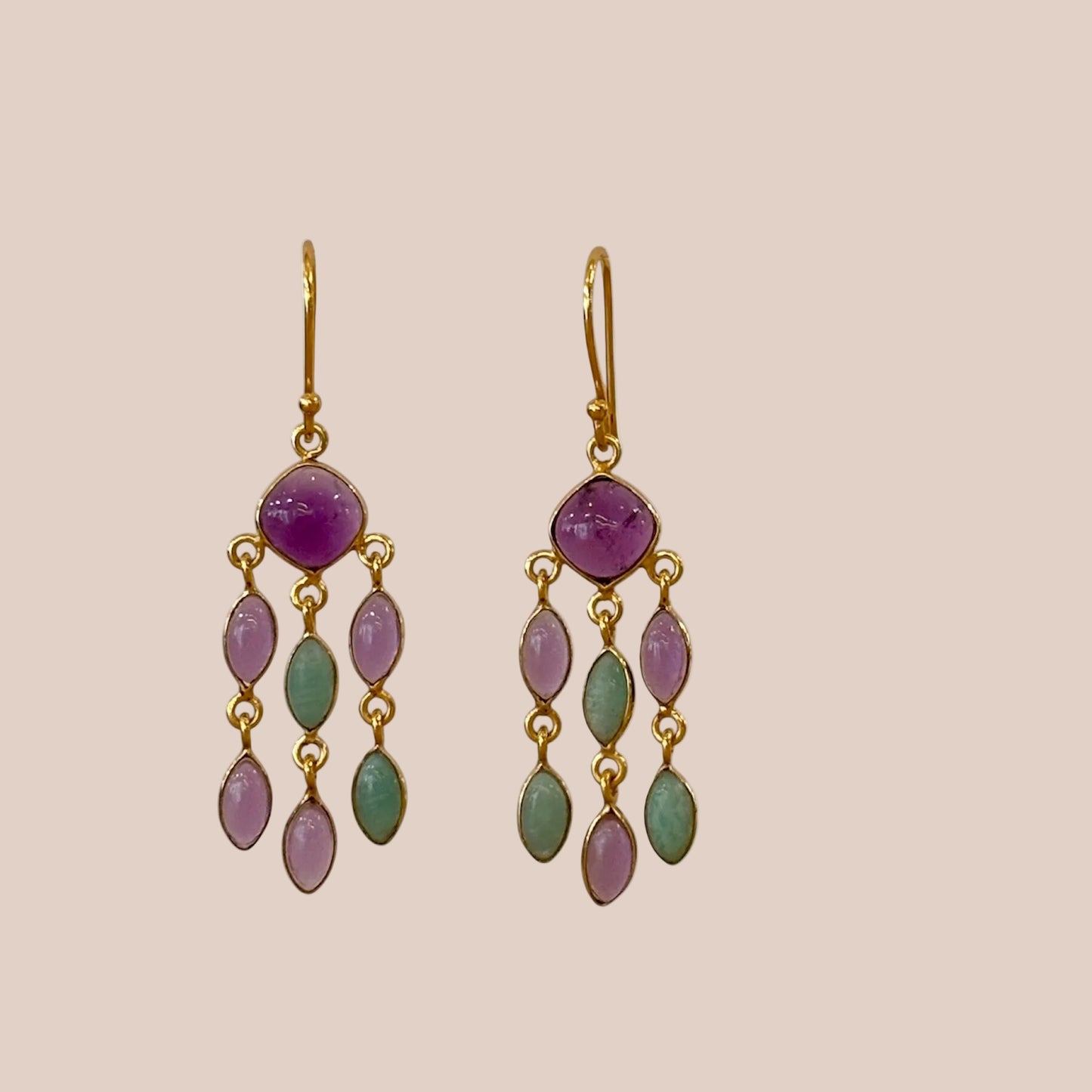 Boucles d'oreilles Fly améthyste et amazonite