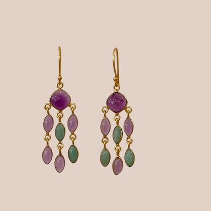 Boucles d'oreilles Fly améthyste et amazonite