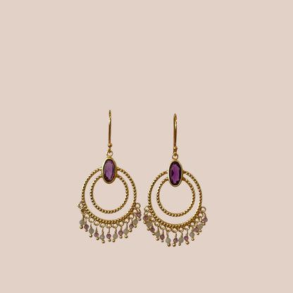Boucles d'oreilles Saskia améthyste et amazonite