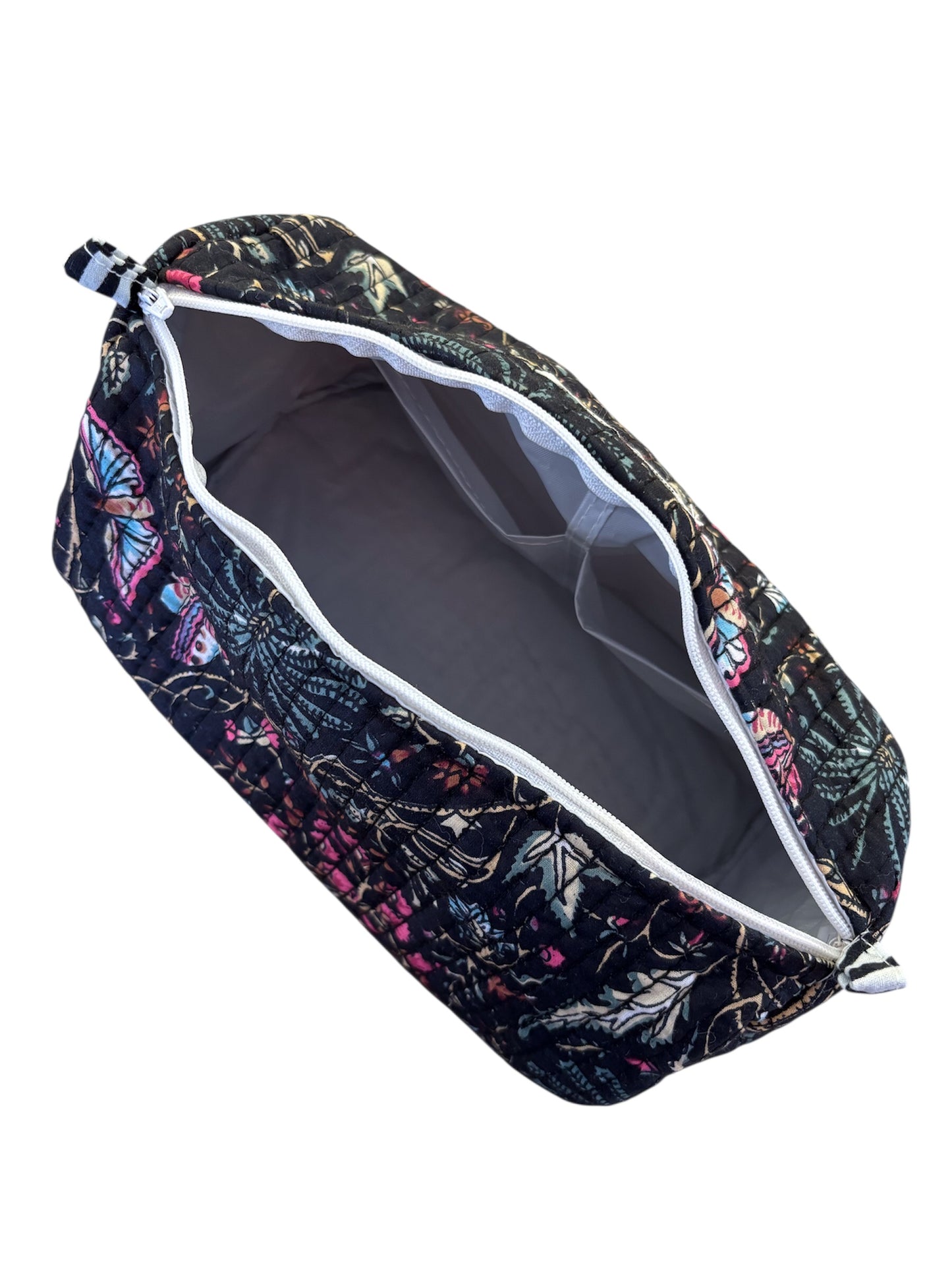 Trousse de Toilette Joséphine- trio Butterfly Indigo en coton matelassé imprimé main
