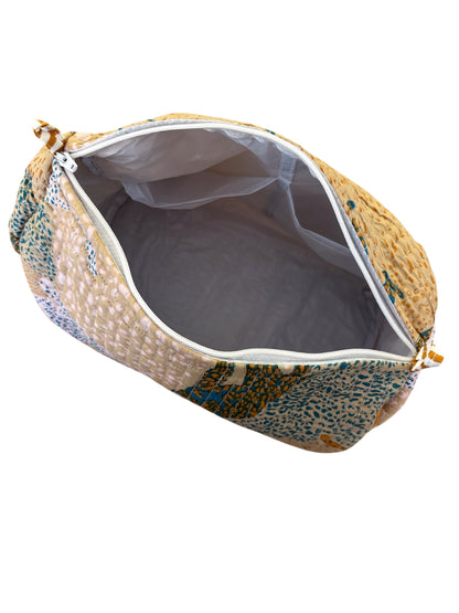 Trousse de Toilette Joséphine- trio Kipling en coton matelassé imprimé main