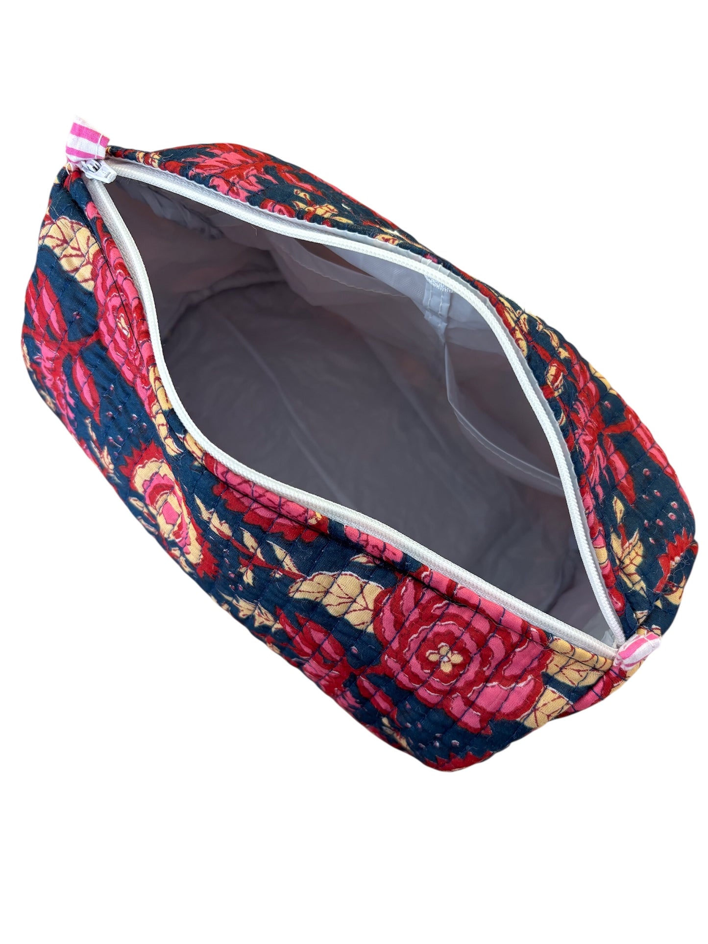 Trousse de Toilette Joséphine- trio Belladone en coton matelassé imprimé indien