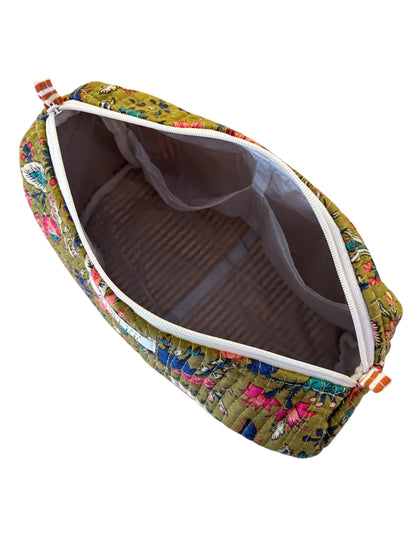 Trousse de Toilette Joséphine- trio Jaipur en coton matelassé imprimé indien