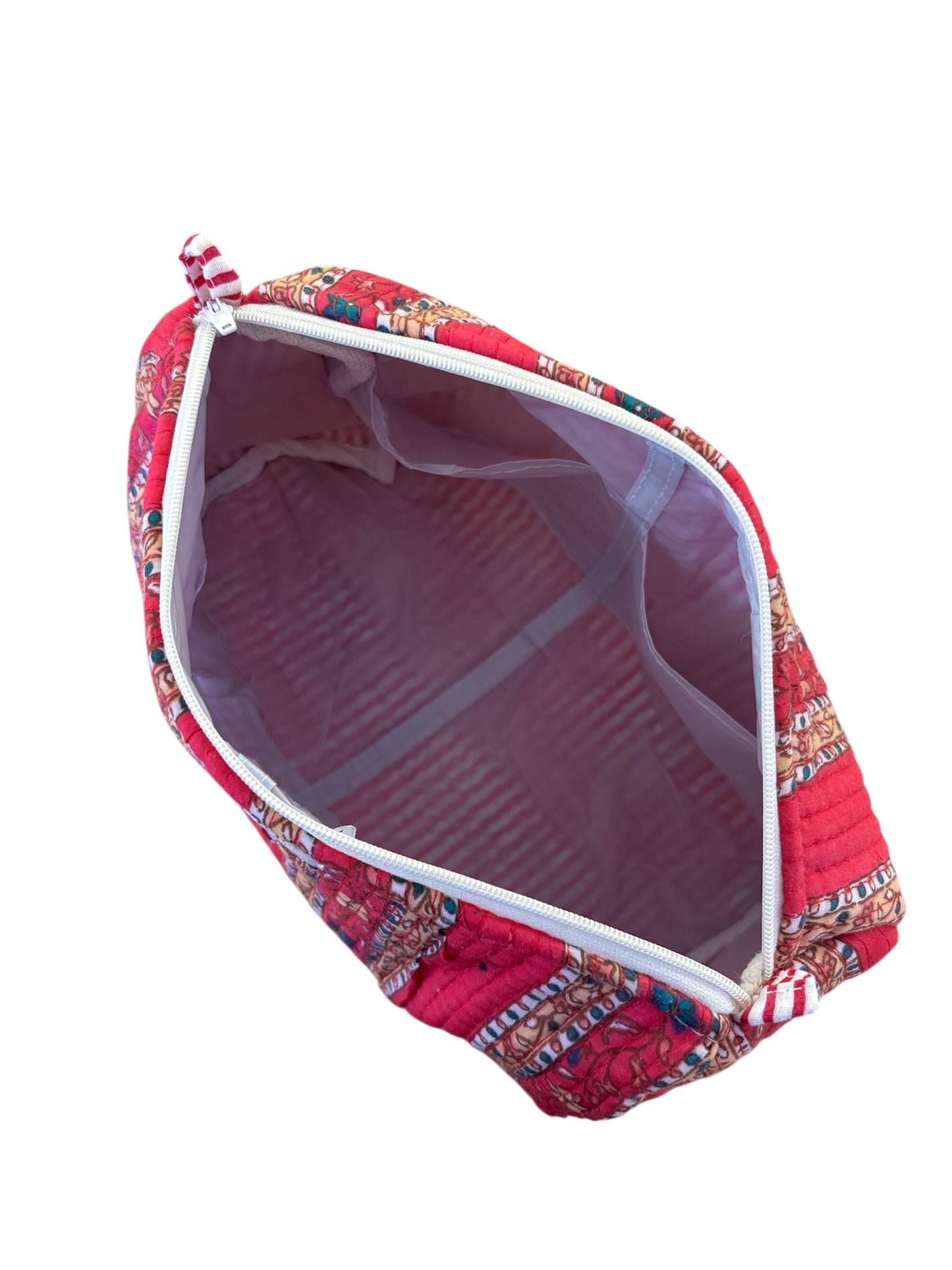Trousse de Toilette Joséphine- trio Gulab en coton matelassé imprimé indien
