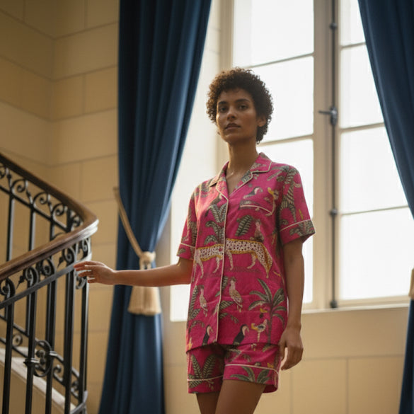 Pyjama court Jungle Pink