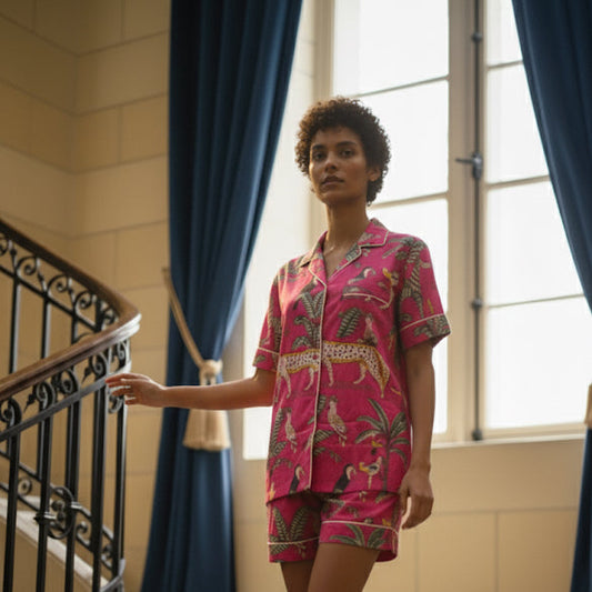 Pyjama court Jungle Pink