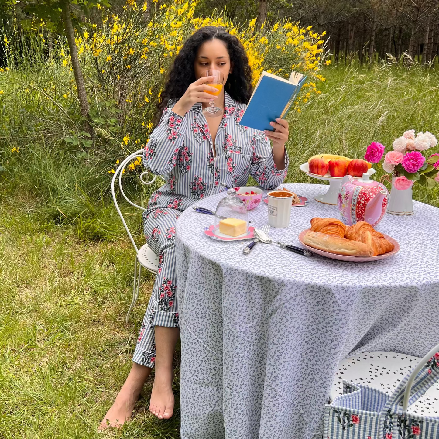 Pyjama long Peonie blue