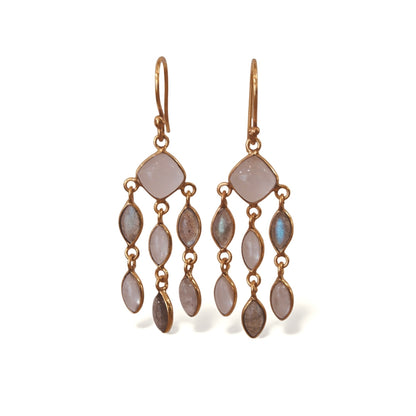 Boucles d'oreilles Fly Pierre de lune et labradorite