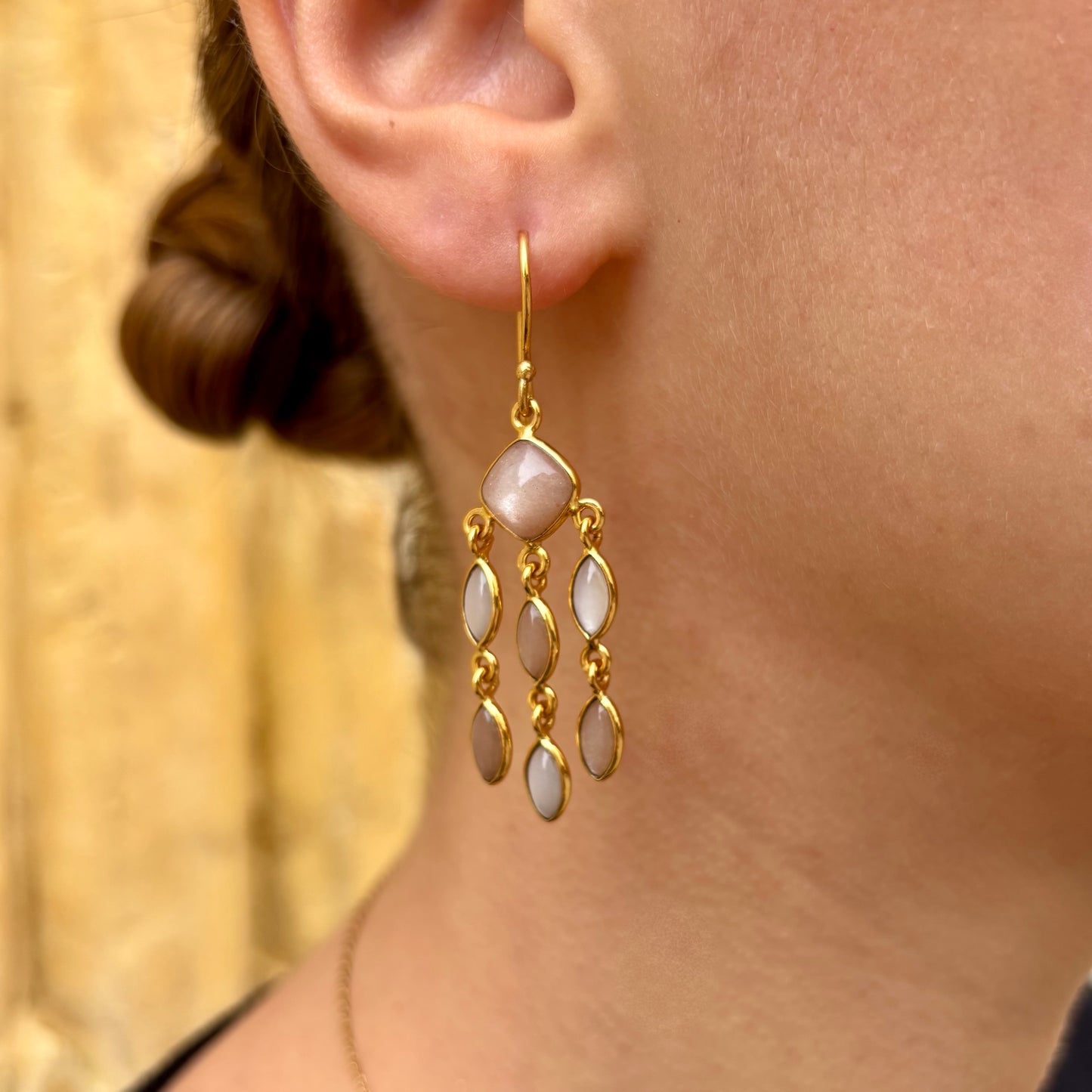 Boucles d'oreilles quartz rose et pierre de lune