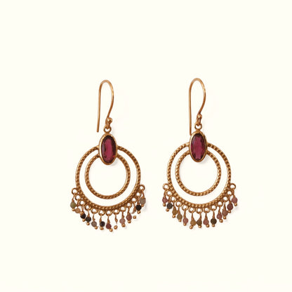 Boucles d'oreilles Saskia quartz framboise