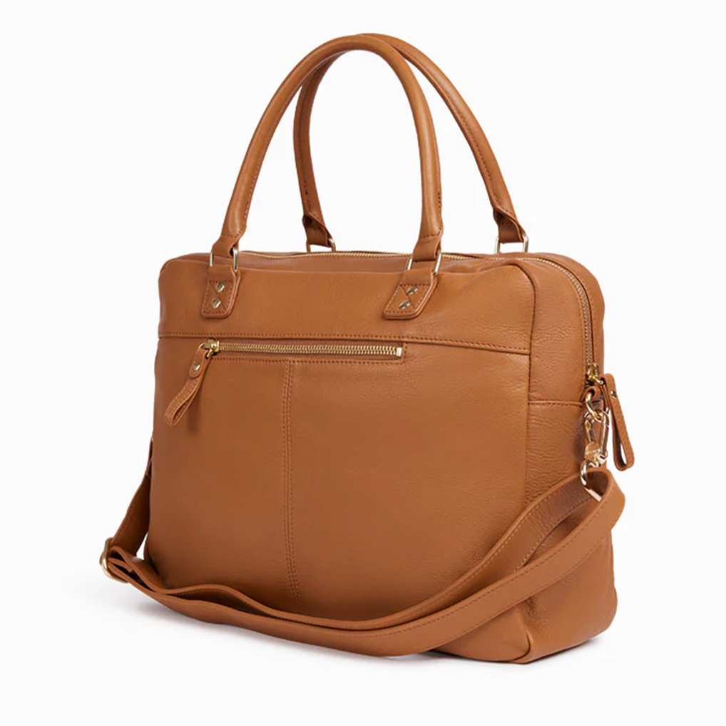 Sac Macy épice Nat & Nin vu de dos, en cuir épice avec poche zippée arrière.